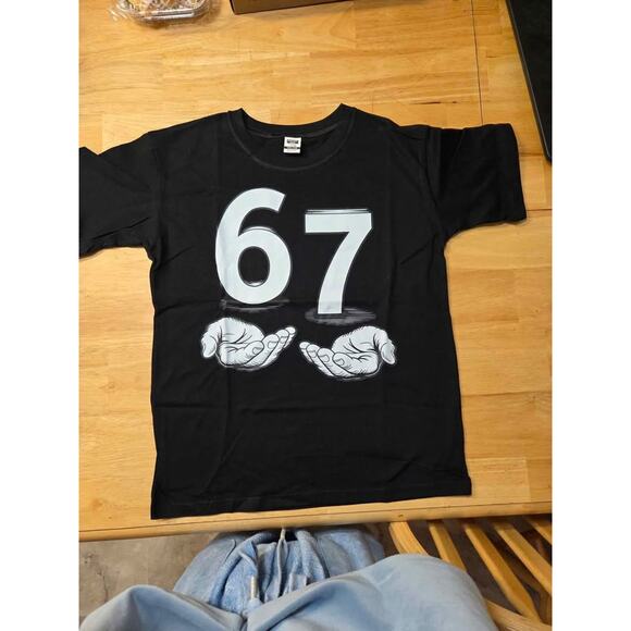 67 Graphic Hands Tee Black Unisex T-Shirt Streetwear Casual Trendy Design Small - Picture 1 of 4